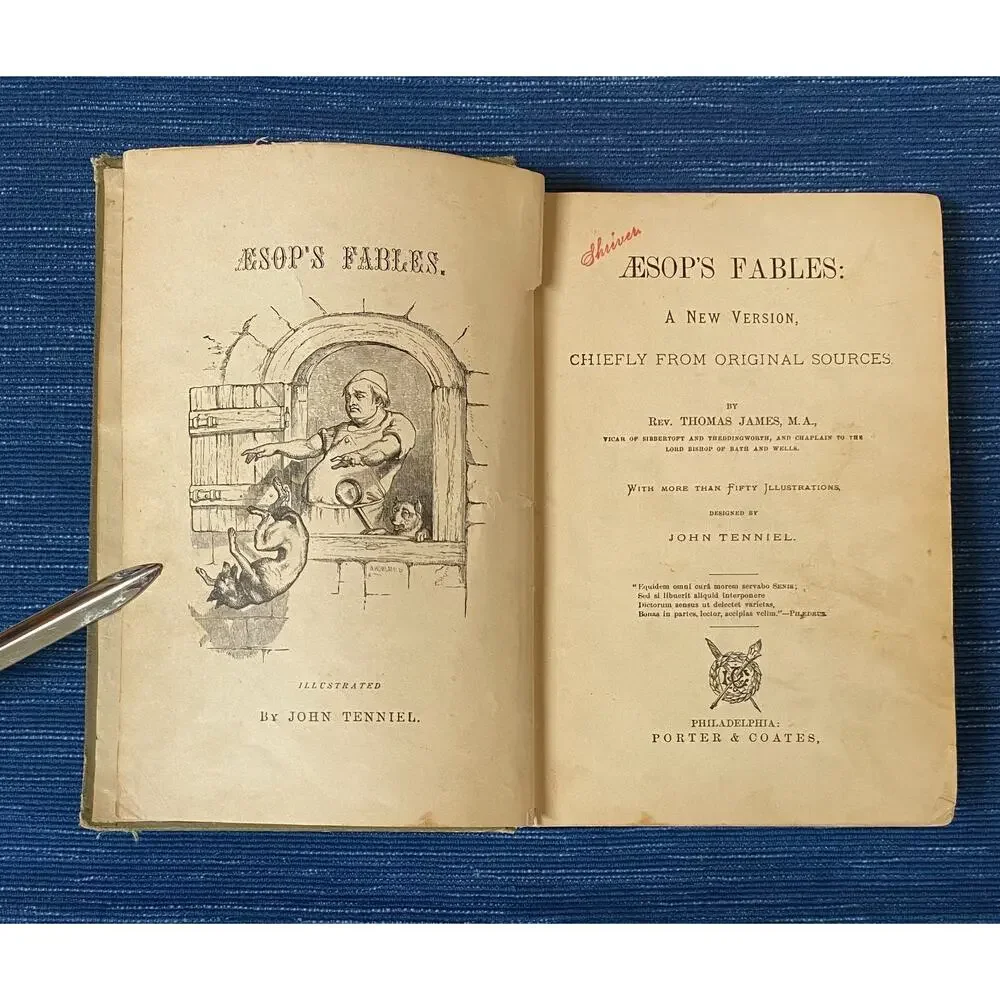 Aesop's Fables Alta Edition 1800's Porter & Coates Illustrated John Tenniel 87B